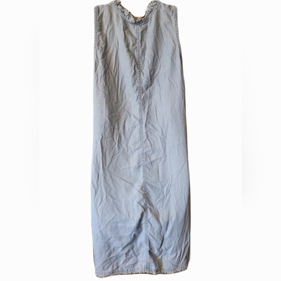 Tommy Bahama Blue Chambray Tencel Dress With Fringe Hem Pockets Resortwear - Picture 5 of 6